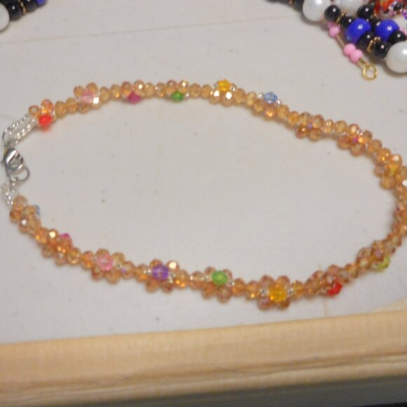 colorful anklet,  about 12" long,  lobster claw clasp - Picture 1 of 4
